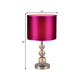 Traditional Cylinder Shaded Table Light 1 Head Fabric Nightstand Lamp in Purple with Clear Crystal Orbs Clearhalo 'Lamps' 'Table Lamps' Lighting' 1503427
