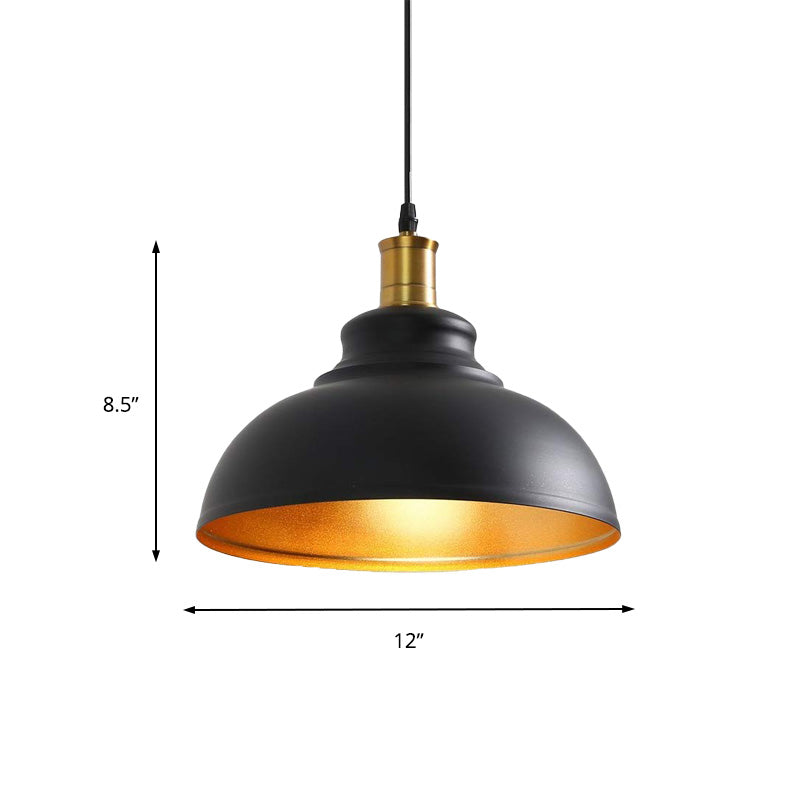 Vintage Domed Pendant Lighting 1 Light Metal Hanging Light in Black for Dining Room Clearhalo 'Art Deco Pendants' 'Black' 'Cast Iron' 'Ceiling Lights' 'Ceramic' 'Crystal' 'Industrial Pendants' 'Industrial' 'Metal' 'Middle Century Pendants' 'Pendant Lights' 'Pendants' 'Rustic Pendants' 'Tiffany' Lighting' 150343