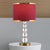 1-Head Drum Shade Nightstand Lamp Traditional Burgundy/Beige Fabric Table Light with Spherical Crystal Post Burgundy Clearhalo 'Lamps' 'Table Lamps' Lighting' 1503515