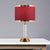 Circular Sitting Room Table Light Traditional Fabric Shade 1 Bulb Burgundy/Beige Crystal Night Stand Lamp Burgundy Clearhalo 'Lamps' 'Table Lamps' Lighting' 1503523