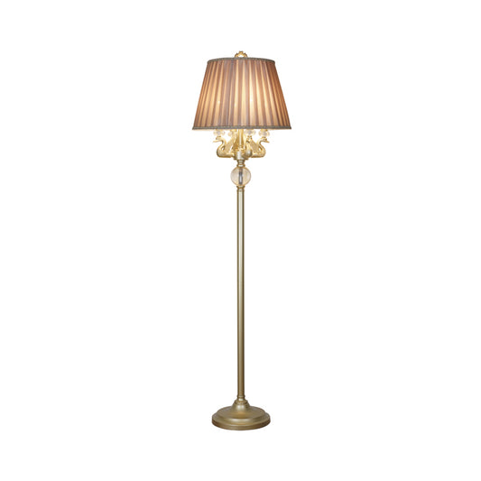 4 Heads Candle Floor Light Traditional Bronze Metal Standing Floor Lamp with Swan Design and Pleated Fabric Shade Clearhalo 'Floor Lamps' 'Lamps' Lighting' 1503580