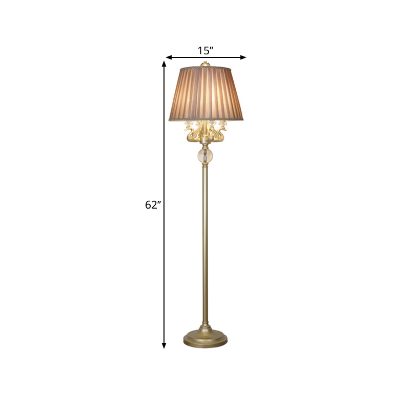 4 Heads Candle Floor Light Traditional Bronze Metal Standing Floor Lamp with Swan Design and Pleated Fabric Shade Clearhalo 'Floor Lamps' 'Lamps' Lighting' 1503581