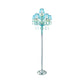 Blue 5/6/7-Bulb Standing Light Traditional Crystal Candelabra Reading Floor Lamp with Barrel Pleated Shade Clearhalo 'Floor Lamps' 'Lamps' Lighting' 1503589
