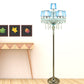 Blue 5/6/7-Bulb Standing Light Traditional Crystal Candelabra Reading Floor Lamp with Barrel Pleated Shade Clearhalo 'Floor Lamps' 'Lamps' Lighting' 1503593