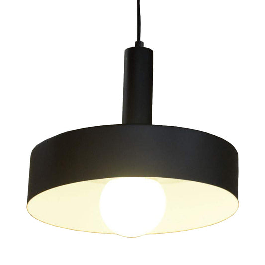 1 Light Pendant Industrial Drum Shade Metal Hanging Ceiling Light in Black for Living Room Clearhalo 'Art Deco Pendants' 'Black' 'Cast Iron' 'Ceiling Lights' 'Ceramic' 'Crystal' 'Industrial Pendants' 'Industrial' 'Metal' 'Middle Century Pendants' 'Pendant Lights' 'Pendants' 'Rustic Pendants' 'Tiffany' Lighting' 150363