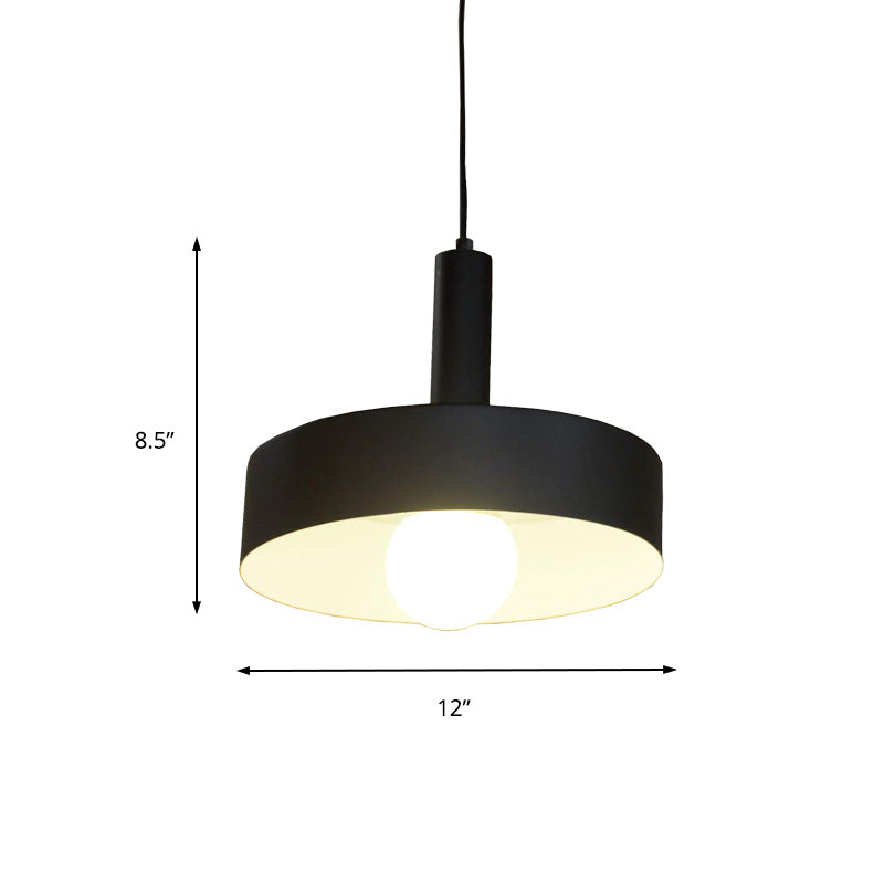 1 Light Pendant Industrial Drum Shade Metal Hanging Ceiling Light in Black for Living Room Clearhalo 'Art Deco Pendants' 'Black' 'Cast Iron' 'Ceiling Lights' 'Ceramic' 'Crystal' 'Industrial Pendants' 'Industrial' 'Metal' 'Middle Century Pendants' 'Pendant Lights' 'Pendants' 'Rustic Pendants' 'Tiffany' Lighting' 150364