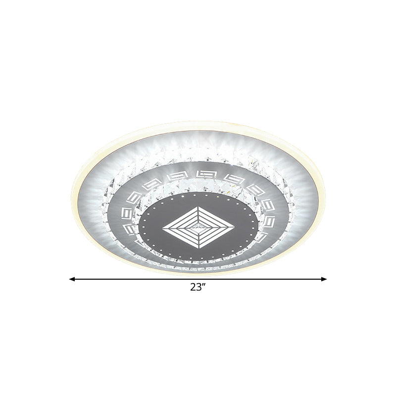 LED Light Fixture Modern Circular Clear Crystal Blocks Flush Mount with Rhombus/Cobble/Loving Heart Pattern in White/Warm Light - Clearhalo - 'Ceiling Lights' - 'Close To Ceiling Lights' - 'Close to ceiling' - 'Flush mount' - Lighting' - 1503642
