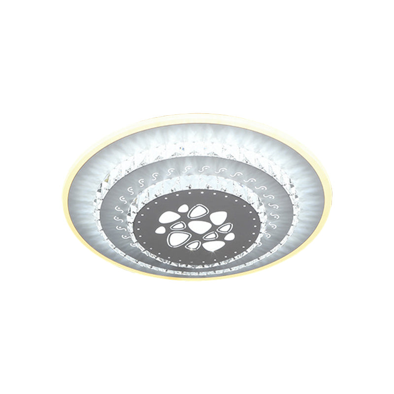 LED Light Fixture Modern Circular Clear Crystal Blocks Flush Mount with Rhombus/Cobble/Loving Heart Pattern in White/Warm Light - Clearhalo - 'Ceiling Lights' - 'Close To Ceiling Lights' - 'Close to ceiling' - 'Flush mount' - Lighting' - 1503646