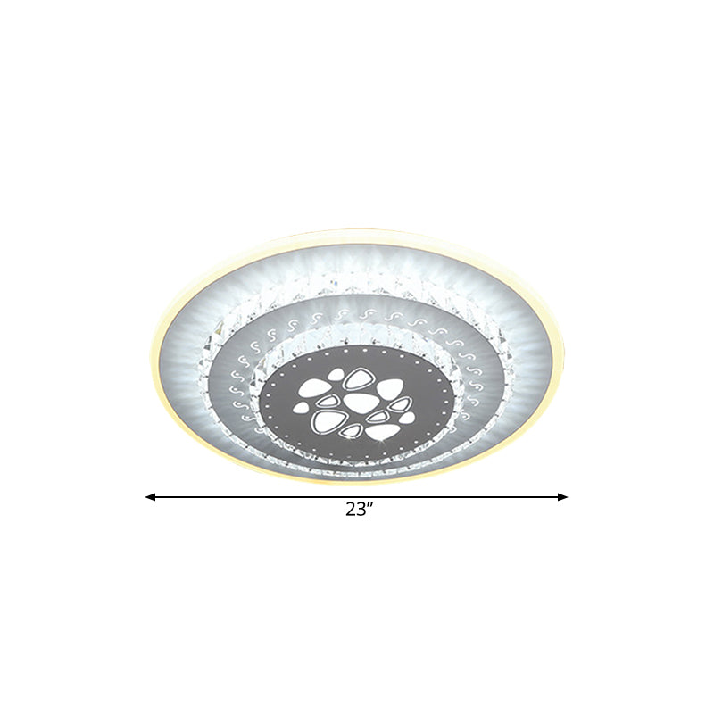 LED Light Fixture Modern Circular Clear Crystal Blocks Flush Mount with Rhombus/Cobble/Loving Heart Pattern in White/Warm Light - Clearhalo - 'Ceiling Lights' - 'Close To Ceiling Lights' - 'Close to ceiling' - 'Flush mount' - Lighting' - 1503647