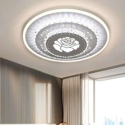 LED Light Fixture Modern Circular Clear Crystal Blocks Flush Mount with Rhombus/Cobble/Loving Heart Pattern in White/Warm Light Clear C Clearhalo 'Ceiling Lights' 'Close To Ceiling Lights' 'Close to ceiling' 'Flush mount' Lighting' 1503648
