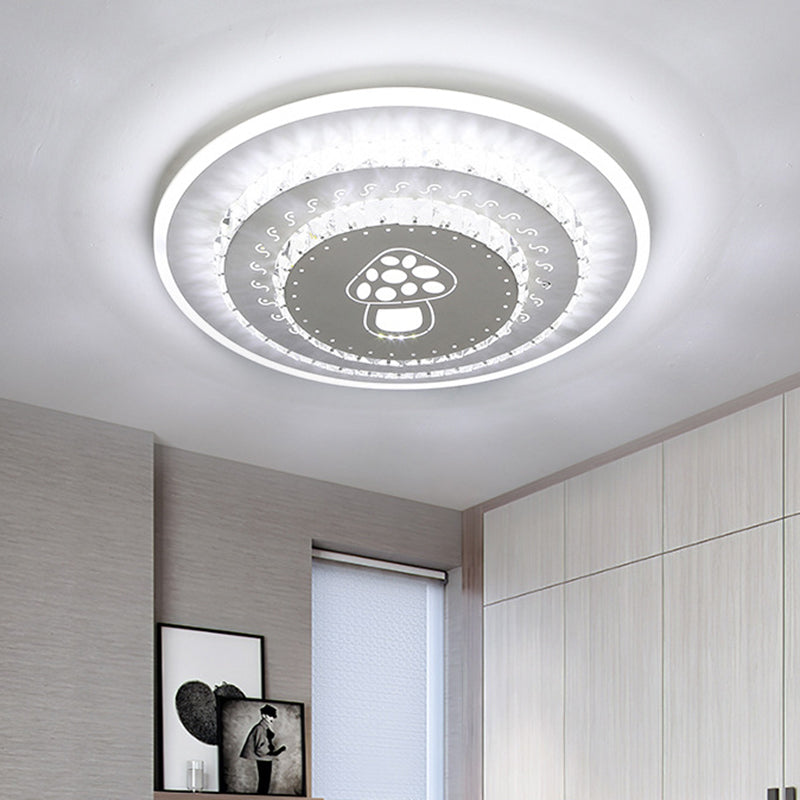 LED Light Fixture Modern Circular Clear Crystal Blocks Flush Mount with Rhombus/Cobble/Loving Heart Pattern in White/Warm Light - Clear - E - Clearhalo - 'Ceiling Lights' - 'Close To Ceiling Lights' - 'Close to ceiling' - 'Flush mount' - Lighting' - 1503658