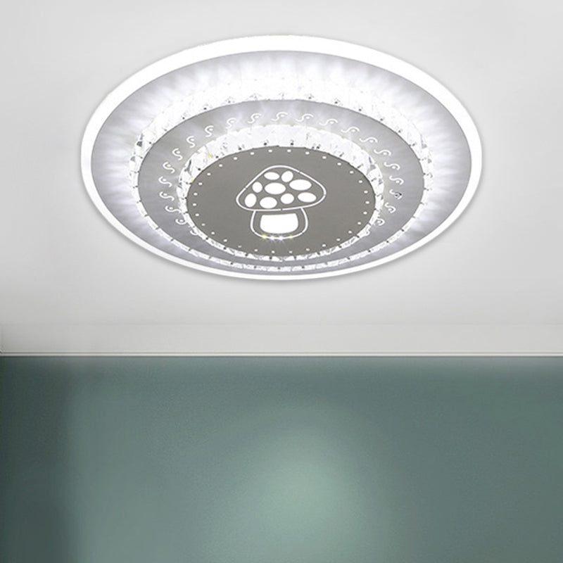 LED Light Fixture Modern Circular Clear Crystal Blocks Flush Mount with Rhombus/Cobble/Loving Heart Pattern in White/Warm Light - Clearhalo - 'Ceiling Lights' - 'Close To Ceiling Lights' - 'Close to ceiling' - 'Flush mount' - Lighting' - 1503660
