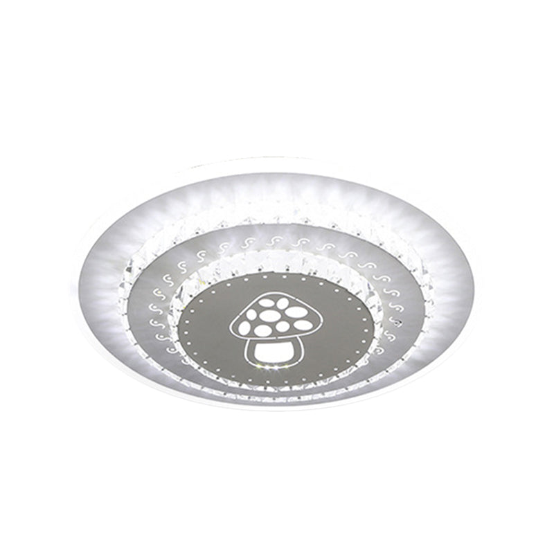LED Light Fixture Modern Circular Clear Crystal Blocks Flush Mount with Rhombus/Cobble/Loving Heart Pattern in White/Warm Light - Clearhalo - 'Ceiling Lights' - 'Close To Ceiling Lights' - 'Close to ceiling' - 'Flush mount' - Lighting' - 1503661