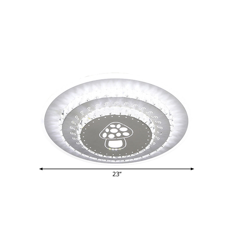 LED Light Fixture Modern Circular Clear Crystal Blocks Flush Mount with Rhombus/Cobble/Loving Heart Pattern in White/Warm Light - Clearhalo - 'Ceiling Lights' - 'Close To Ceiling Lights' - 'Close to ceiling' - 'Flush mount' - Lighting' - 1503662
