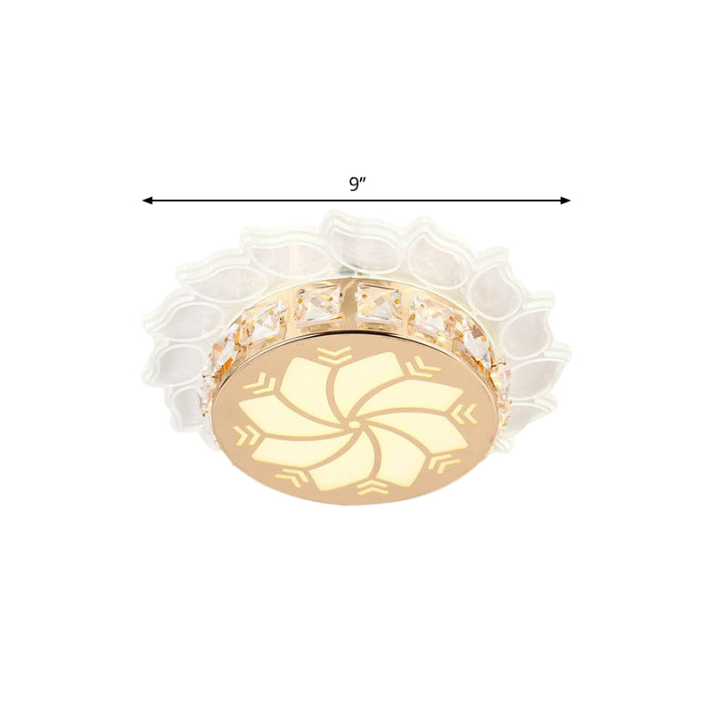 Cherry Blossom/Spiral Porch Flush Mount Light Modern Clear Crystal Gold Finish LED Ceiling Lamp in Multi Color/White/Warm Light - Clearhalo - 'Ceiling Lights' - 'Close To Ceiling Lights' - 'Close to ceiling' - 'Flush mount' - Lighting' - 1503671