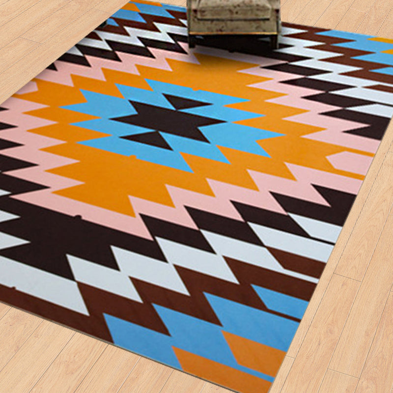 Tribal Navajo Diamond Rug Orange Floor Covering Rug Synthetic Anti-Slip Pet Friendly Area Rug for Living Room Clearhalo 'Area Rug' 'Rugs' 'Southwestern' Rug' 1503795