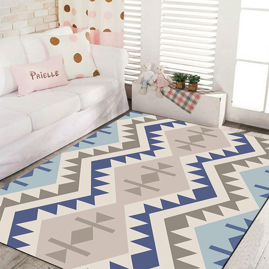 Banded Geometric Southwestern Rug Tribal Navajo Carpet Polyester Washable Non-Slip Stain Resistant Area Rug for Bedroom Gray-Blue Clearhalo 'Area Rug' 'Rugs' 'Southwestern' Rug' 1503807