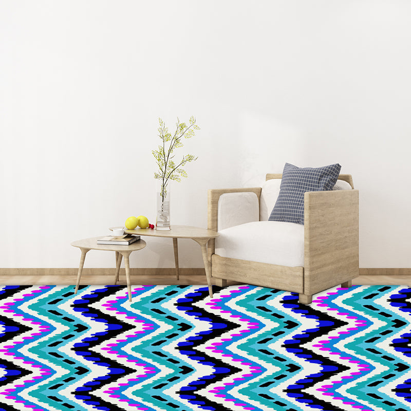 Zigzagged Chevron Stripes Area Rug in Blue and Purple Polyester Pet Friendly Stain Resistant Floor Covering Clearhalo 'Area Rug' 'Rugs' 'Southwestern' Rug' 1503837