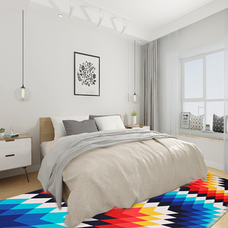 Psychedelic Vision Rug Striped Tribal Aztec Orange and Blue Floor Covering Polyester Anti-Slip Backing Power Loom Indoor Area Rug Clearhalo 'Area Rug' 'Rugs' 'Southwestern' Rug' 1503845