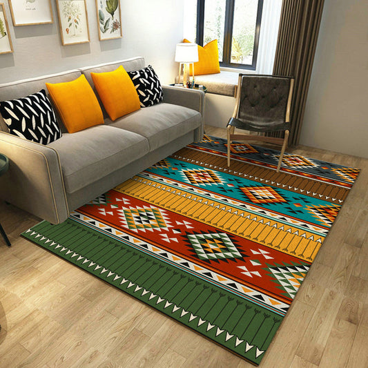 Traditional Area Rug for Living Room Ancestral Kashkuli Banded Diamond Rug Synthetic Anti-Slip Pet Friendly in Vintage Multi Red-Yellow Clearhalo 'Area Rug' 'Rugs' 'Southwestern' Rug' 1503850