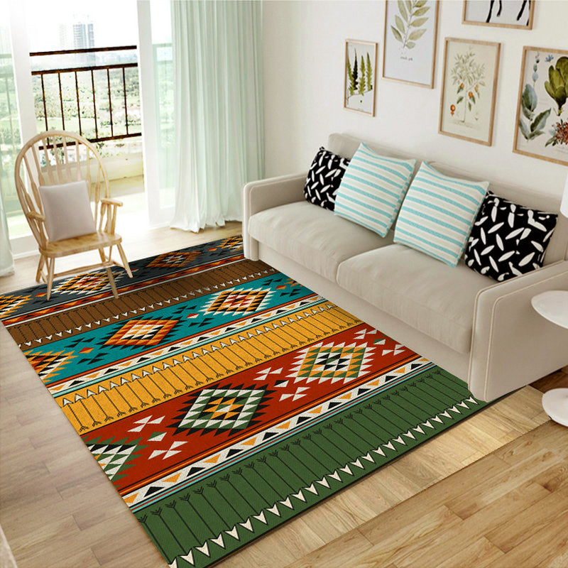 Traditional Area Rug for Living Room Ancestral Kashkuli Banded Diamond Rug Synthetic Anti-Slip Pet Friendly in Vintage Multi Clearhalo 'Area Rug' 'Rugs' 'Southwestern' Rug' 1503851