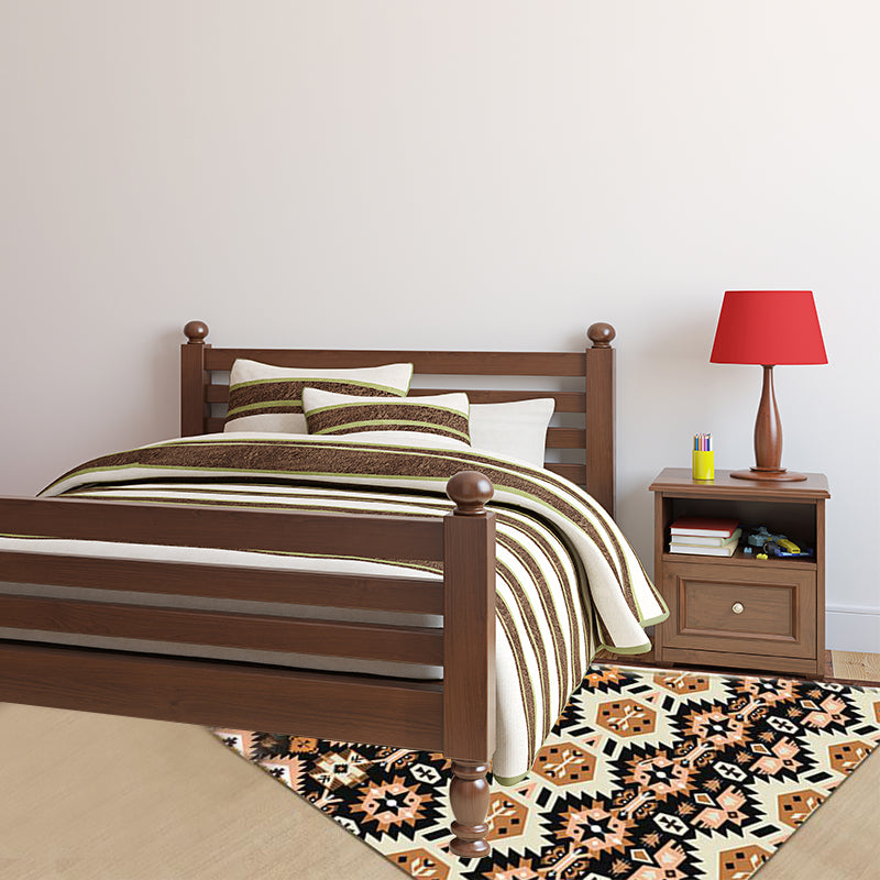 Yellow and Black Indian Tribal Printed Rug Diamond Geometric Polyester Anti-Slip Backing Stain Resistant Area Rug Clearhalo 'Area Rug' 'Rugs' 'Southwestern' Rug' 1503894