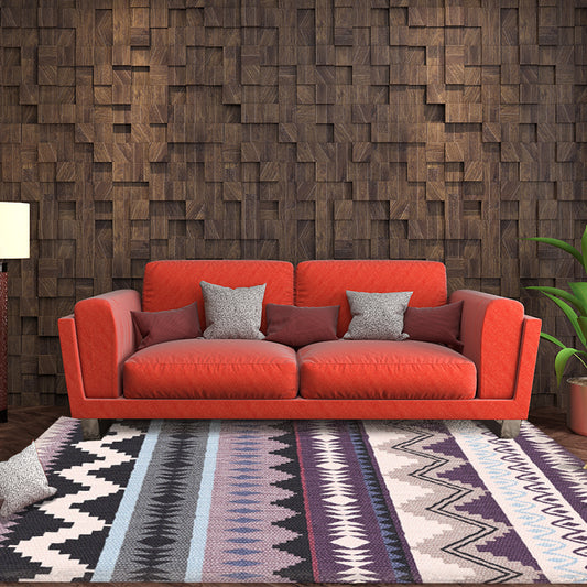 Purple Striped Chevron Geometric Area Rug Indian Tribal Indoor Rug Synthetic Anti-Slip Power Loom Carpet for Living Room