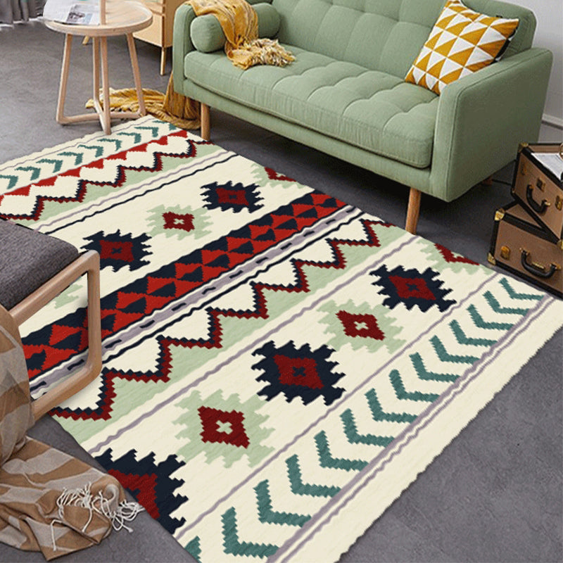 Southwestern Americana Aztec Rug in Blue and Red Striped Geometric Area Rug Polyester Stain Resistant Indoor Area Carpet Burgundy-Black Clearhalo 'Area Rug' 'Rugs' 'Southwestern' Rug' 1503921