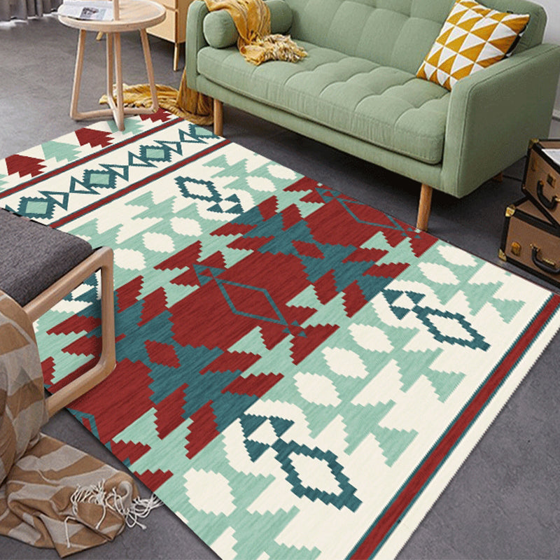 Geometric Southwestern Tribal Area Rug Abstract Spearhead Polyester Stain Resistant Area Floor Covering in Olden Red Red-Blue Clearhalo 'Area Rug' 'Rugs' 'Southwestern' Rug' 1503929