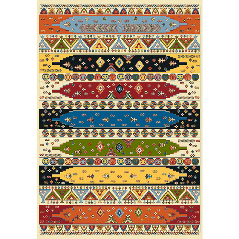 Multicolored Striped Bohemian Area Rug with Tribal Tokens Synthetic Anti-Slip Power Loom Indoor Living Room Carpet Clearhalo 'Area Rug' 'Rugs' 'Southwestern' Rug' 1503939