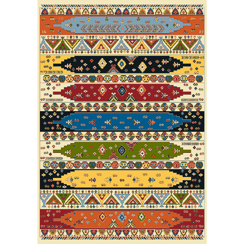 Multicolored Striped Bohemian Area Rug with Tribal Tokens Synthetic Anti-Slip Power Loom Indoor Living Room Carpet Clearhalo 'Area Rug' 'Rugs' 'Southwestern' Rug' 1503939