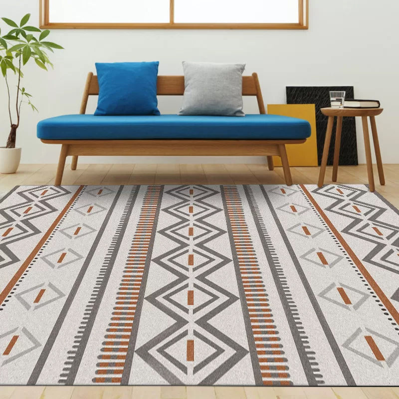 Warm Brown Americana Tribal Rug Striped Geometric Polyester Pet Friendly Stain Resistant Area Rug for Accent Area Grey Clearhalo 'Area Rug' 'Rugs' 'Southwestern' Rug' 1503964