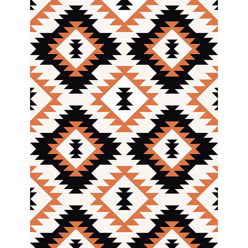 Aztec Tokens Tribal Native Rug with Ethnic Geometric Diamond in Orange and Black Polyester Stain Resistant Area Rug Clearhalo 'Area Rug' 'Rugs' 'Southwestern' Rug' 1503973