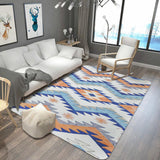 Striped Aztec Tokens Tribal Rug in Orange and Blue Synthetic Anti-Slip Pet Friendly Area Rug for Living Room in Grey Clearhalo 'Area Rug' 'Rugs' 'Southwestern' Rug' 1503986