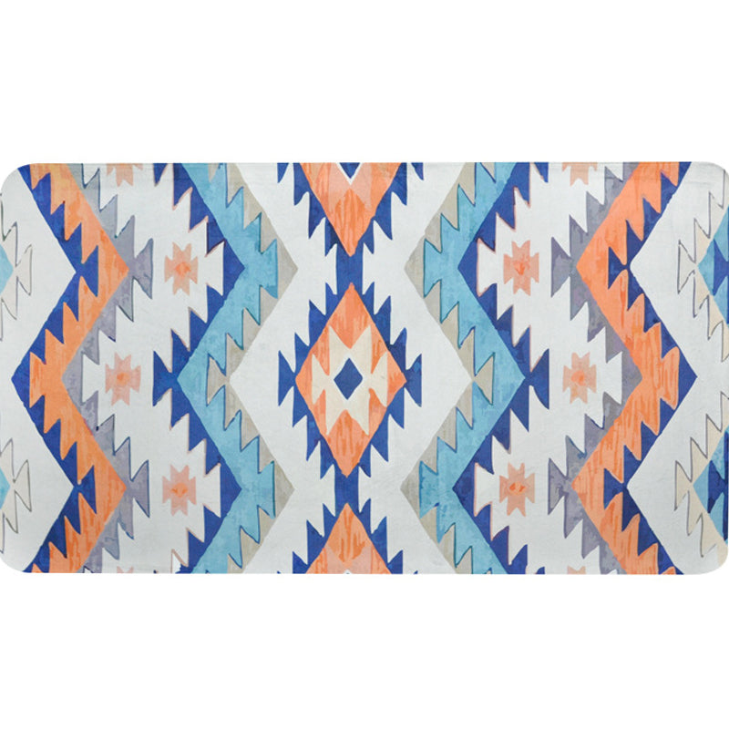 Striped Aztec Tokens Tribal Rug in Orange and Blue Synthetic Anti-Slip Pet Friendly Area Rug for Living Room in Grey Blue-Orange Clearhalo 'Area Rug' 'Rugs' 'Southwestern' Rug' 1503988