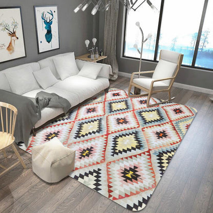Retro Tribal Rug with Aztec Native Americana Diamond Stain Resistant Power Loom Area Rug for Home Decoration Red-Yellow Clearhalo 'Area Rug' 'Rugs' 'Southwestern' Rug' 1503994