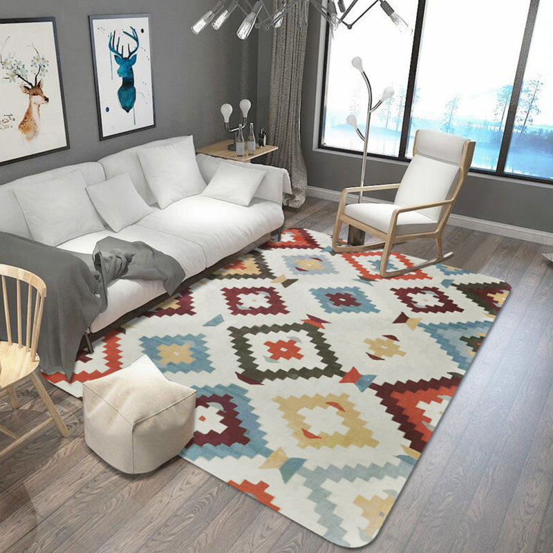 Aztec Diamond Tribal Rug Geometric Native Totem in Multicolor Washable Polyester Carpet for Living Room Red-Yellow Clearhalo 'Area Rug' 'Rugs' 'Southwestern' Rug' 1504002