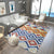 Tribal Ancestral Rug with Aztec Diamond in Orange and Blue Stain Resistant Power Loom Area Rug for Bedroom Blue-Orange Clearhalo 'Area Rug' 'Rugs' 'Southwestern' Rug' 1504010