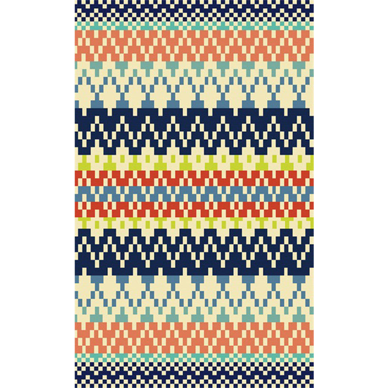 Southwestern Striped Tribal Geometric Rug Stain Resistant Power Loom Area Rug for Bedroom in Green and Orange Clearhalo 'Area Rug' 'Rugs' 'Southwestern' Rug' 1504020