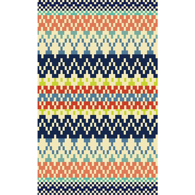 Southwestern Striped Tribal Geometric Rug Stain Resistant Power Loom Area Rug for Bedroom in Green and Orange Clearhalo 'Area Rug' 'Rugs' 'Southwestern' Rug' 1504020
