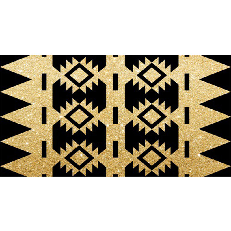 Jagged Tribal Diamond Area Rug in Golden and Black Polyester Anti-Slip Backing Power Loom Indoor Area Rug Clearhalo 'Area Rug' 'Rugs' 'Southwestern' Rug' 1504026