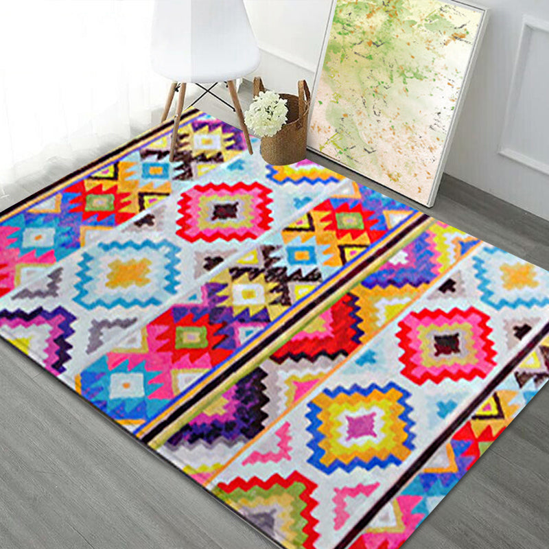Native Tribal Hexagon Geometric Rug Colorful Moroccan Area Rug Fabric Anti-Slip Pet Friendly Carpet for Home Decor Clearhalo 'Area Rug' 'Rugs' 'Southwestern' Rug' 1504038