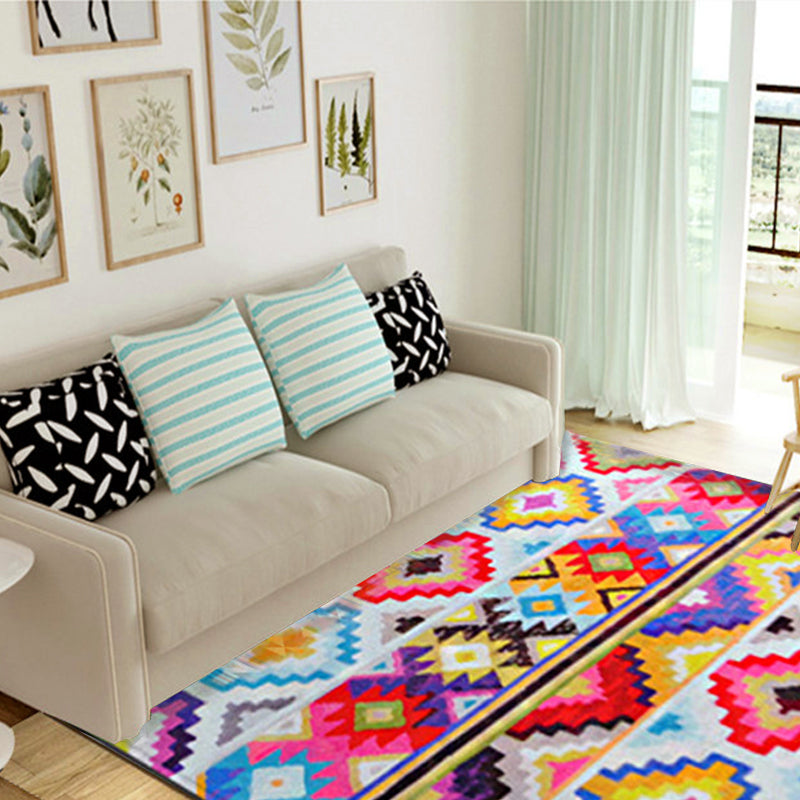 Native Tribal Hexagon Geometric Rug Colorful Moroccan Area Rug Fabric Anti-Slip Pet Friendly Carpet for Home Decor Clearhalo 'Area Rug' 'Rugs' 'Southwestern' Rug' 1504039