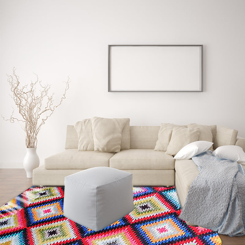 Retro Rhombus Geometric Colorful Rug Navajo Style Fabric Anti-Slip Pet Friendly Area Rug for Living Room Clearhalo 'Area Rug' 'Rugs' 'Southwestern' Rug' 1504061