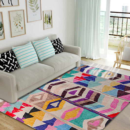 Southwestern Abstract Colorful Stripped Chevron Rug Tribal Geometric Spearhead Fabric Stain Resistant Area Rug for Bedroom