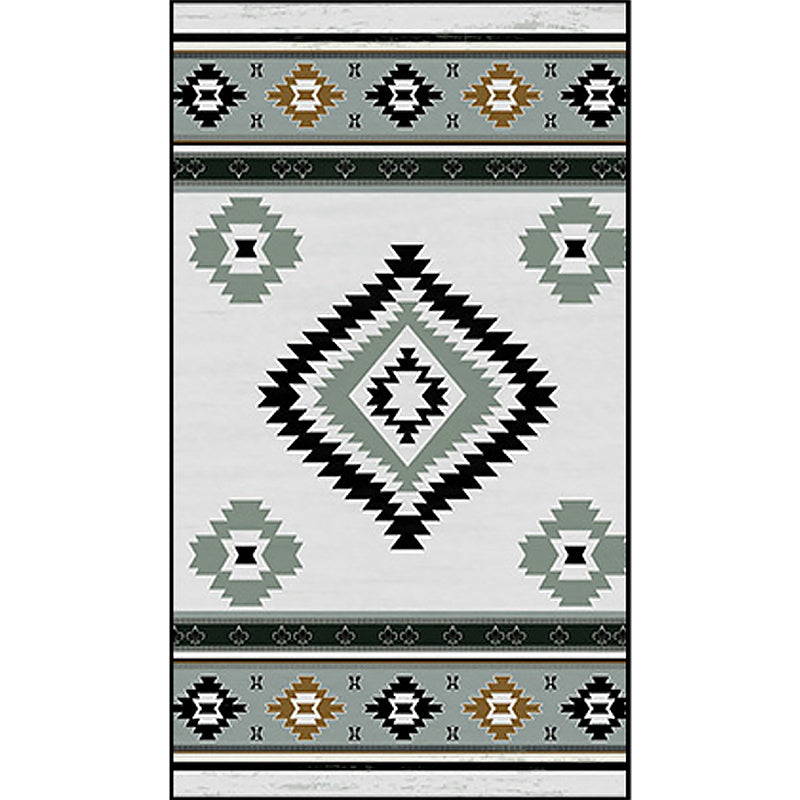 Green Tribal Diamond Rug Decorative Vintage Floor Covering Synthetic Anti-Slip Pet Friendly Area Rug for Living Room Clearhalo 'Area Rug' 'Rugs' 'Southwestern' Rug' 1504089