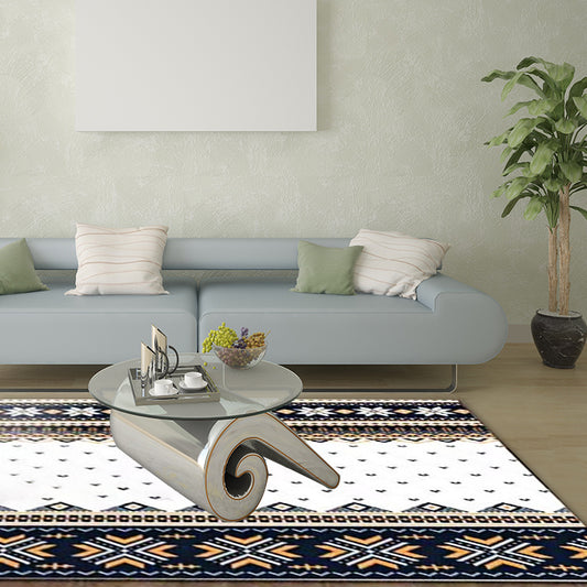 Blue Banded Tribal Area Rug with Polka Dots Synthetic Anti-Slip Power Loom Floor Covering Carpet for Living Room Clearhalo 'Area Rug' 'Rugs' 'Southwestern' Rug' 1504100