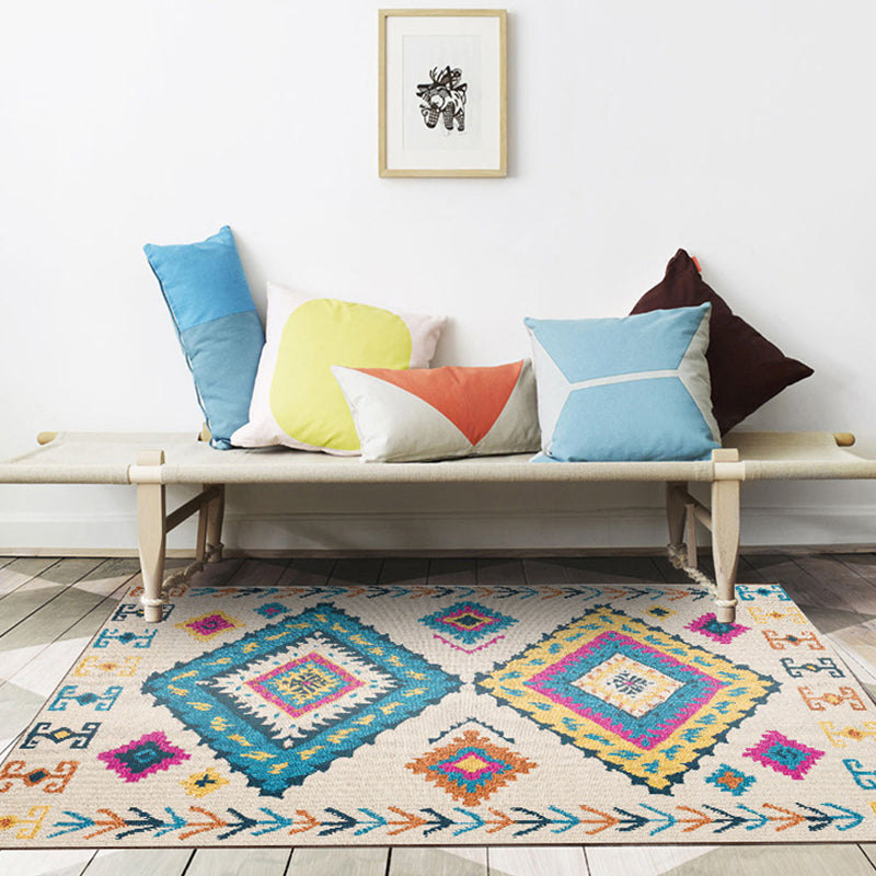 Colorful Rug Moroccan Southwestern Diamond Geometric Carpet Polyester Washable Anti-Slip Stain Resistant Area Carpet Clearhalo 'Area Rug' 'Rugs' 'Southwestern' Rug' 1504108