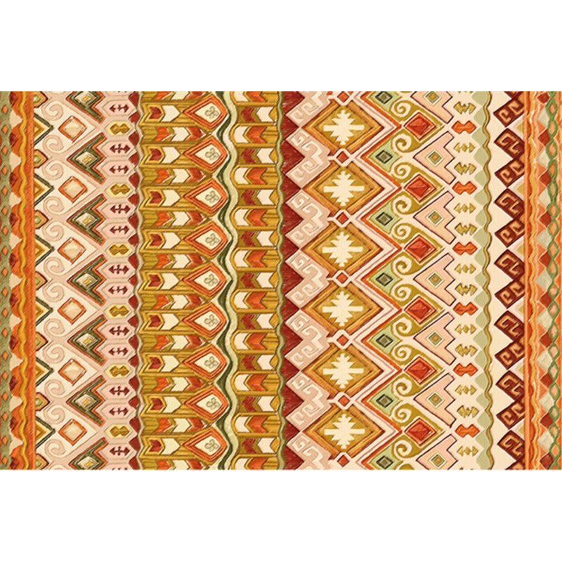 Indian Tribal Rug Diamond Geometric with Feathery headdress Polyester Anti-Slip Backing Stain Resistant Area Rug in Yellow Clearhalo 'Area Rug' 'Rugs' 'Southwestern' Rug' 1504130