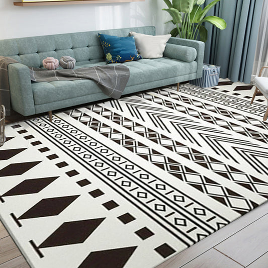 Black and White Americana Rug for Living Room Diamond Geometric Rug Fabric Stain Resistant Area Floor Covering Clearhalo 'Area Rug' 'Rugs' 'Southwestern' Rug' 1504136